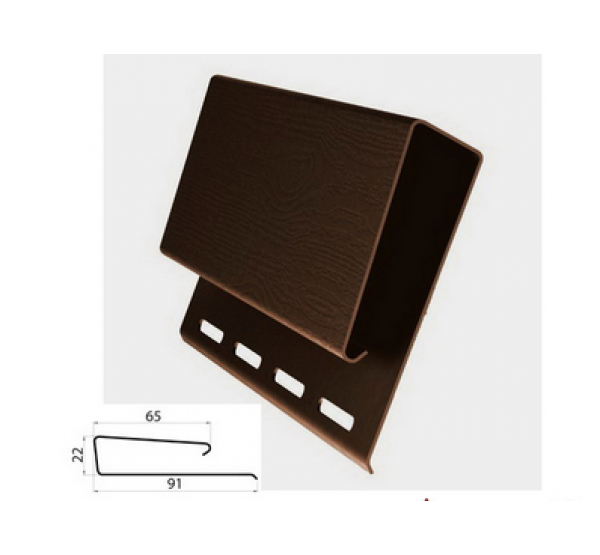 Наличник ( J-профиль широкий ) коричневый для винилового сайдинга от производителя  Россия по цене 1 079 р