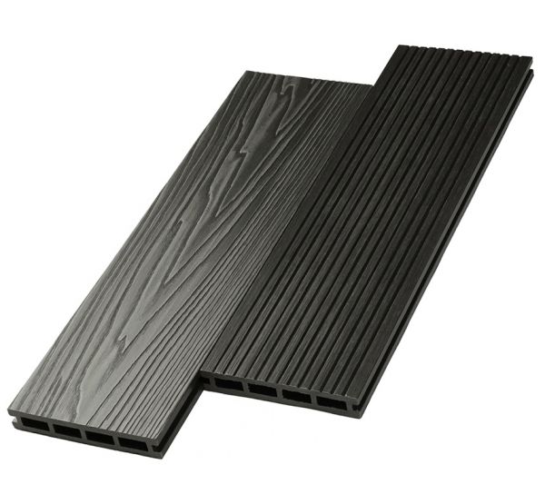 Террасная доска ДПК двусторонняя New 3D тиснение + вельвет Графит от производителя  NanoWood по цене 470 р