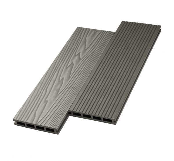 Террасная доска ДПК двусторонняя New 3D тиснение + вельвет Серый от производителя  NanoWood по цене 495 р