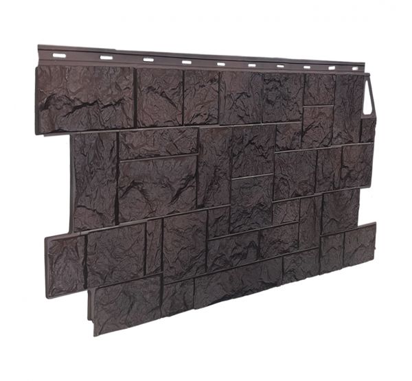 Фасадные панели (цокольный сайдинг) коллекция камень дикий - Коричневый от производителя  Fineber по цене 740 р