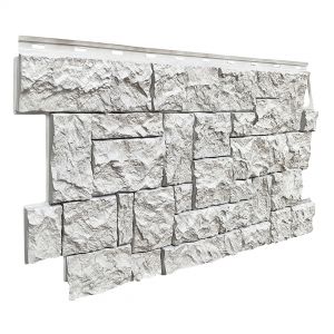 Фасадные панели (цокольный сайдинг) коллекция камень дикий - Мелованный белый от производителя  Fineber по цене 740 р