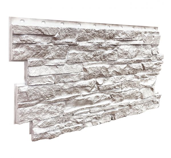 Фасадные панели (цокольный сайдинг) коллекция Скала - Мелованный белый от производителя  Fineber по цене 740 р