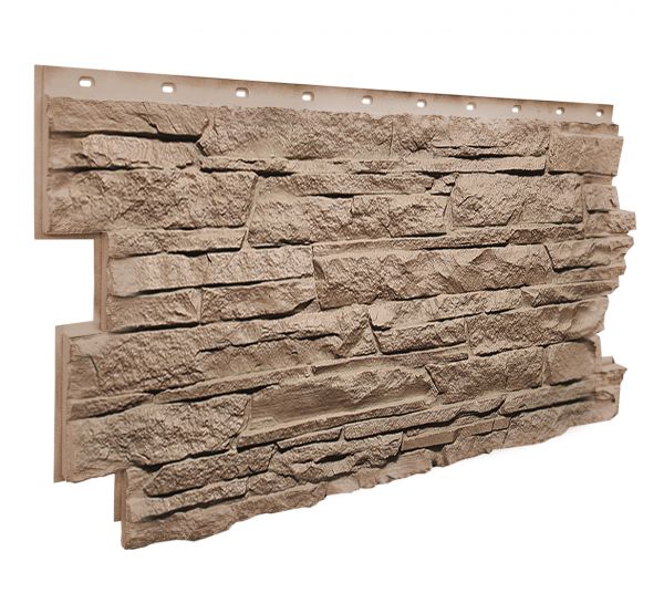 Фасадные панели (цокольный сайдинг) коллекция Скала - Песочный от производителя  Fineber по цене 740 р