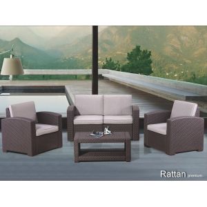 Уличный диваны и кресла Rattan Premium 4 Венге. Подушки оранжевые от производителя  Rattan по цене 97 200 р